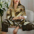 thumbnail image 6 of Salouo Happy New Year 2025 E Pattern Women's Pajamas Set Long Sleeve Button Down Sleepwear Soft Pj Lounge Sets for women 2 Piece Pjs Set with Long Pants-X-Large, 6 of 7