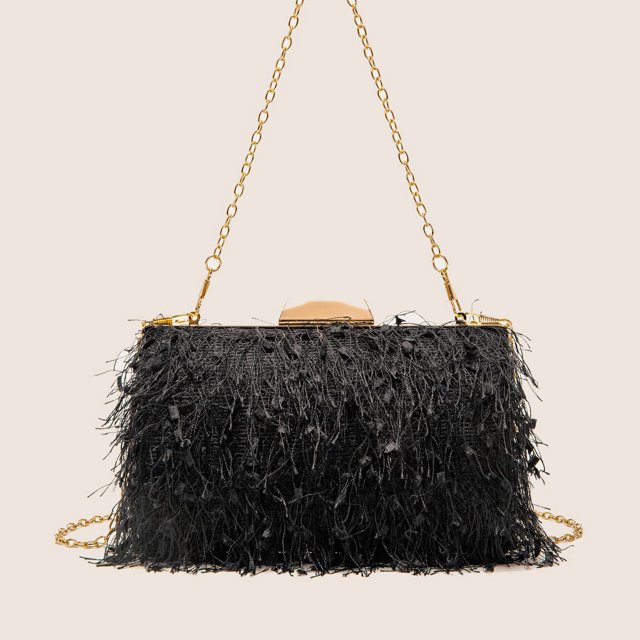 Sac à Main pour Femmes, Sac à Main Moelleux pour Soirée de Mariage Anniversaire, Noir