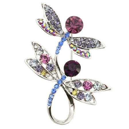 Amethyst Bar Pin - Amethyst Crystal Dragonfly Pin Brooch