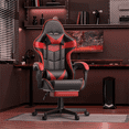 thumbnail image 6 of Soontrans Massage Gaming Chair with Footrest, Ergonomic Leather Office Chair with Lumbar Support & Headrest, Red, 6 of 8
