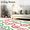 thumbnail image 2 of ODIKA 5'x7' Machine Washable Non-Slip Area Rug, Festive Cane Swirl with Twisting Stripe Motifs High Traffic Rug with Pad, Red, 647912, 2 of 8