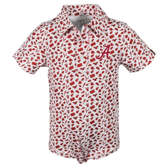 Infant Garb Crimson Alabama Crimson Tide Tom Allover Print Performance Polo Bodysuit