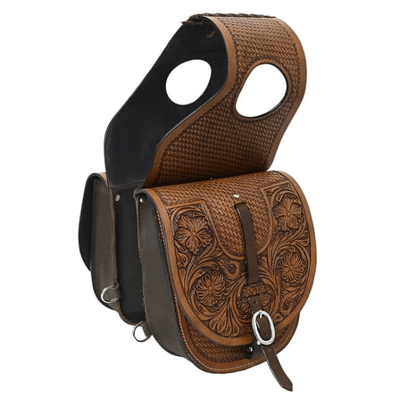 Hilason Western Horse Floral Heavy-duty Trail Ride Genuine Leather Saddle Bag