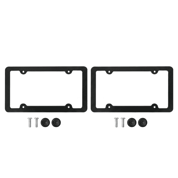 ROSEXIXI License Plate Frames 2pcs Matte Black Aluminum Alloy Car License Plate Frame Slim Design Rust-Proof Registration Holder For US Standard Cars Trucks SUVs Includes Screws And Caps