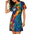 thumbnail image 2 of Kdxio Vibrant Rainbow Parrot Fantasy Pattern Womens Short Sleeve Sleepshirt Scoopneck Cute Nightdress Ruffle Comfy Nightgown, 2 of 6