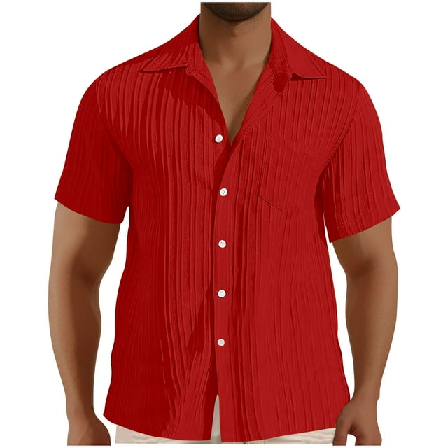 pstuiky Camisas de vestir de manga corta para hombre, Camisa deportiva de color liso para hombre con solapa, manga corta, top/camisa con solapa camisetas de hombre s