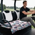 thumbnail image 4 of Yuyamidu Eagle Golf Cart Seat Covers Patriotic USA Flag Golf Cart Seat Towel Blanket with 4 Front Pockets for Club Car Seats Covers, 4th of July, 4 of 7