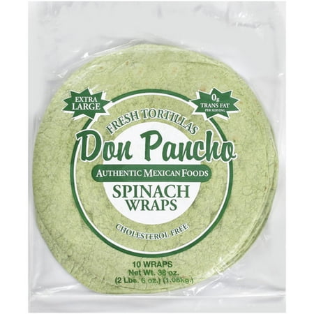 Don Pancho Fresh Tortillas 12" Spinach Wraps, 10 ct