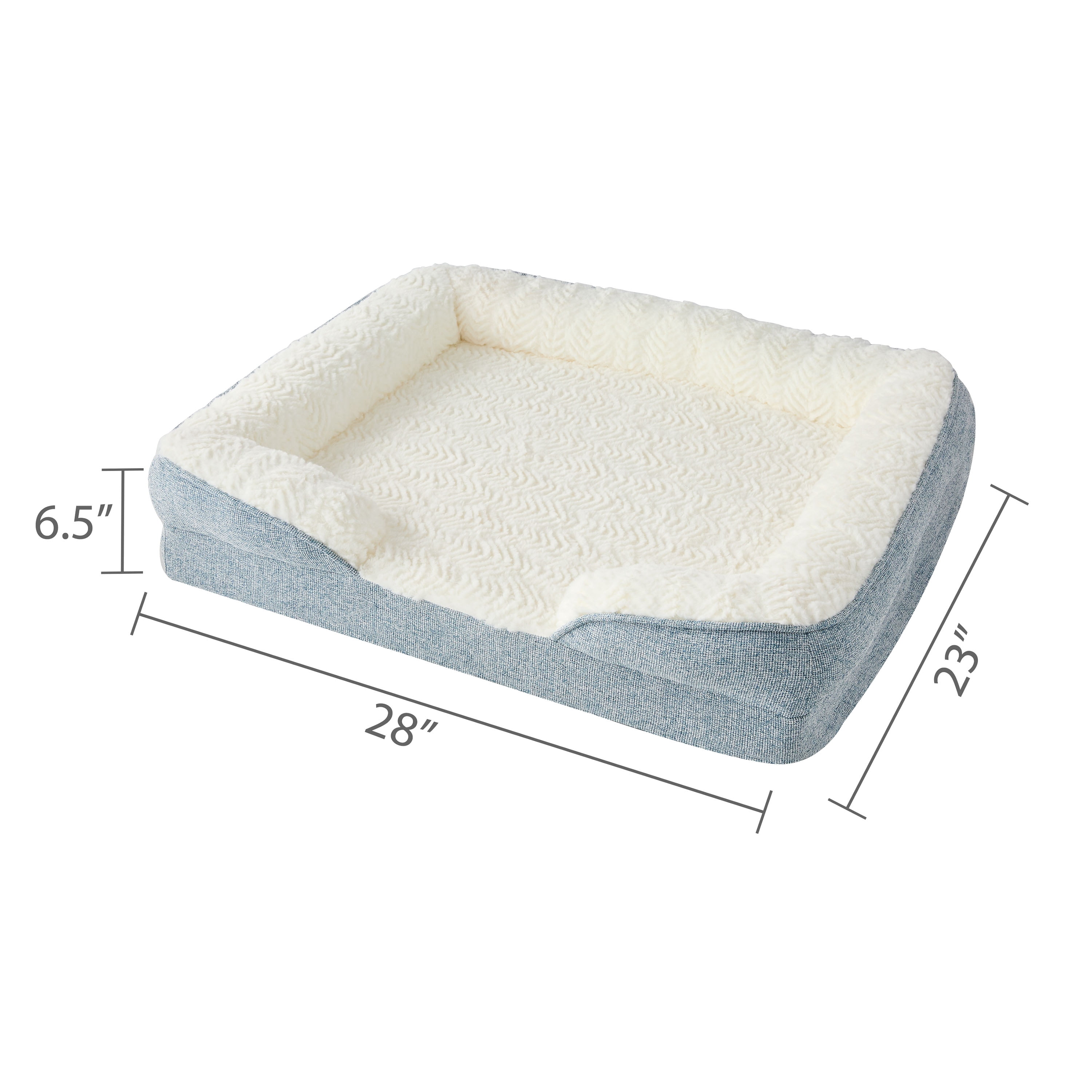 Vibrant Life Small Orthopedic Bolster Dog Bed, Blue, 23" x 28"