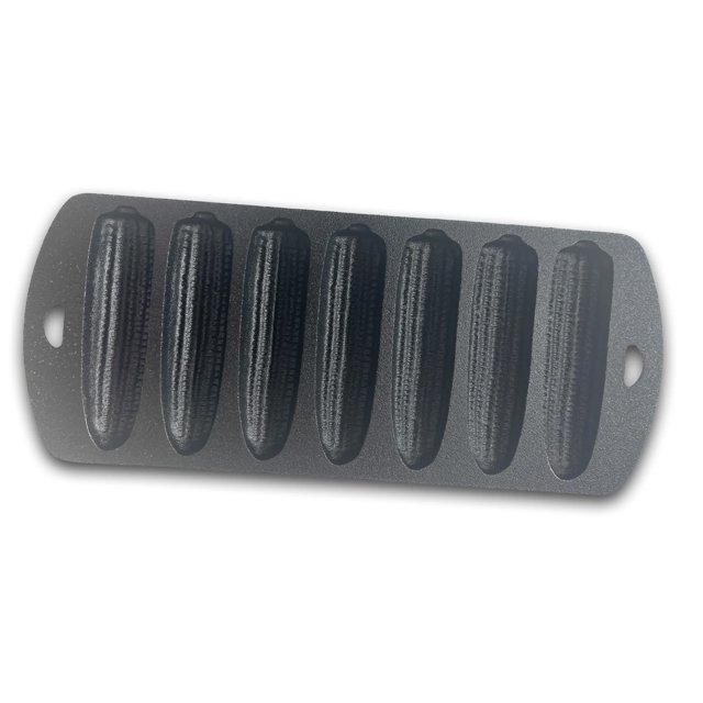 Bayou Classic 12 x 5 Inch Heavy Duty Cast Iron Cornbread Pan with 7 Molds, Black