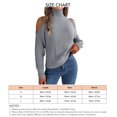 thumbnail image 2 of Women High Collar Sweater Cold Shoulder Long Sleeves Pure Color Loose Fitting Casual Knitted Top Grey S, 2 of 6
