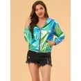 thumbnail image 2 of INSPIRE CHIC Women's Shiny Long Sleeve Zipper Hooded Metallic Jacket, 2 of 6