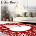 thumbnail image 2 of ODIKA 3'x5' Machine Washable Non-Slip Area Rug, Joyful Frosty Character and Swirling Snowflake Art Nouveau Design High Traffic Rug, Red, 613189, 2 of 7