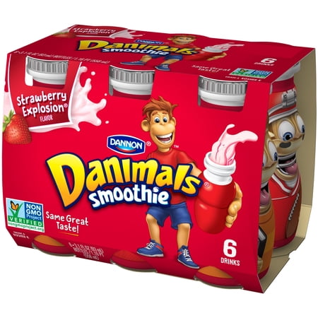 Dannon Danimals Lowfat Yogurt Smoothie Strawberry Explosion 3.1fl oz 6 ...