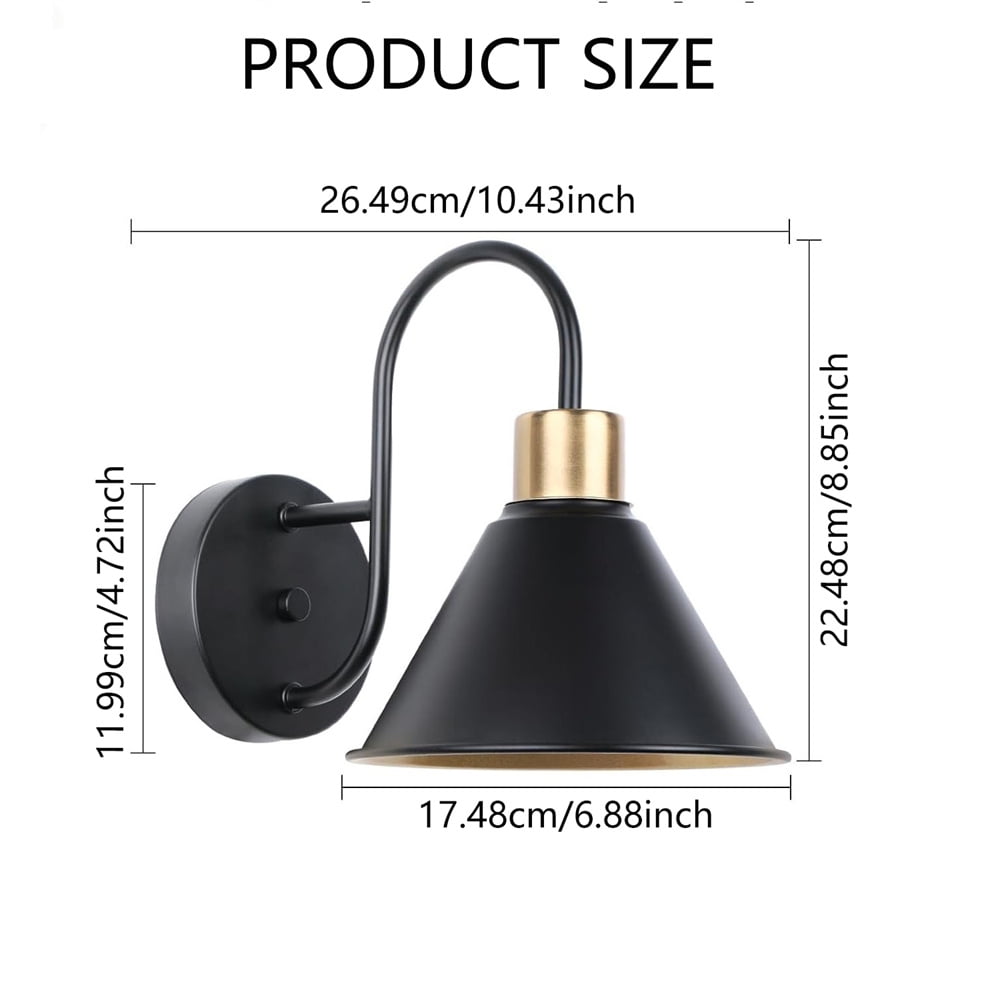 Jercoda 2 pack LED Battery Operated Wireless Wall Sconces with Remote Control, Arm Wall Lights, Industrial Black Metal Lampshade Rechargeable Wall Lamps for Bedroom, Living Room, Kitchen, Set of 2