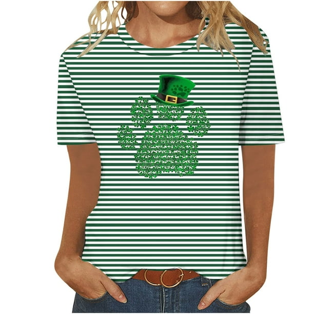 Camisetas Casuales de Mujer Nueva Moda Impresa Cuello Tripulado Manga Corta, Top Ligero para Diario Y Fiesta