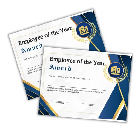 Employee of The Year Award 30pk 8.5x11 Office Awards Company Values Month Professional Appreciation Certificate Recognition Superlative to Frame