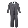 thumbnail image 5 of Boy Baby Toddler Kid Teen Formal Wedding Dark Grey Tuxedo Suits Checker Tie S-20, 5 of 7