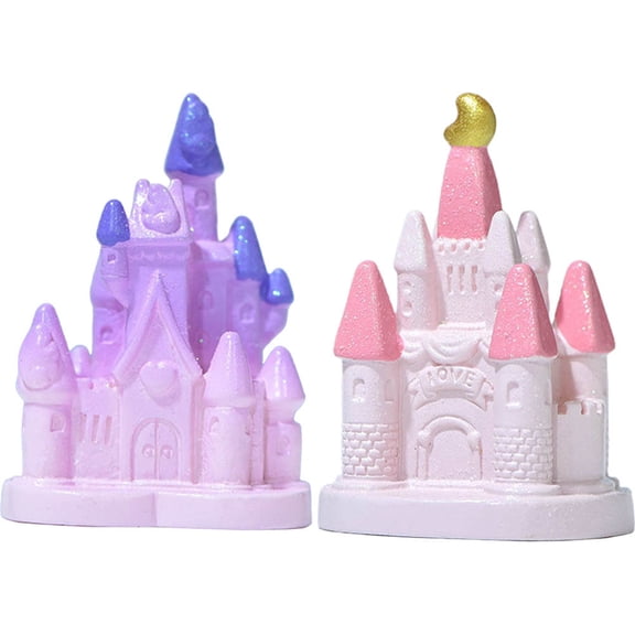 MERRYHAPY 2-Piece Miniature Castle Model Plastic House Decorations in Assorted Colors for Cake Toppers and Party Supplies
