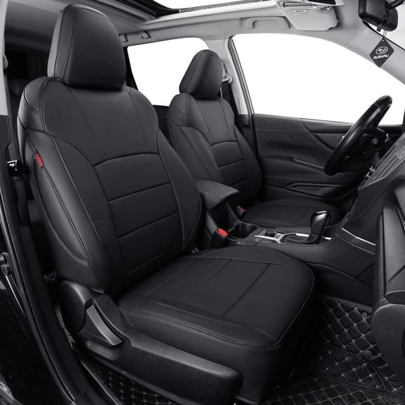 coverdream Forester Leather Seat Covers Custom Fit for 2019-2024 Subaru Forester SUV Seat Cushion - Breathable Leather Auto Seat Covers (Full Set,Black)