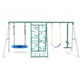Hapfan Playground Metal Swing Set with Saucer Swing,Belt Swing,Glider