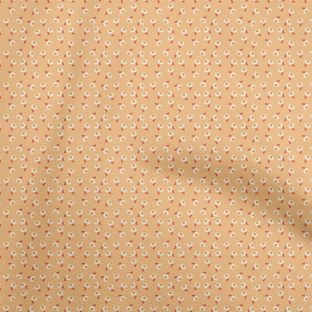 oneOone Polyester Lycra Light Peach Fabric Florals Sewing Material Print Fabric By The Yard 56 Inch Wide