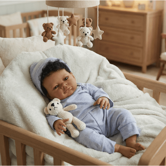 Lifelike Reborn Baby Dolls 20 inch Soft Cloth Body Full Body Black Newborn Real Life Size Baby Dolls with Feeding Accessories for Kids Age 3 