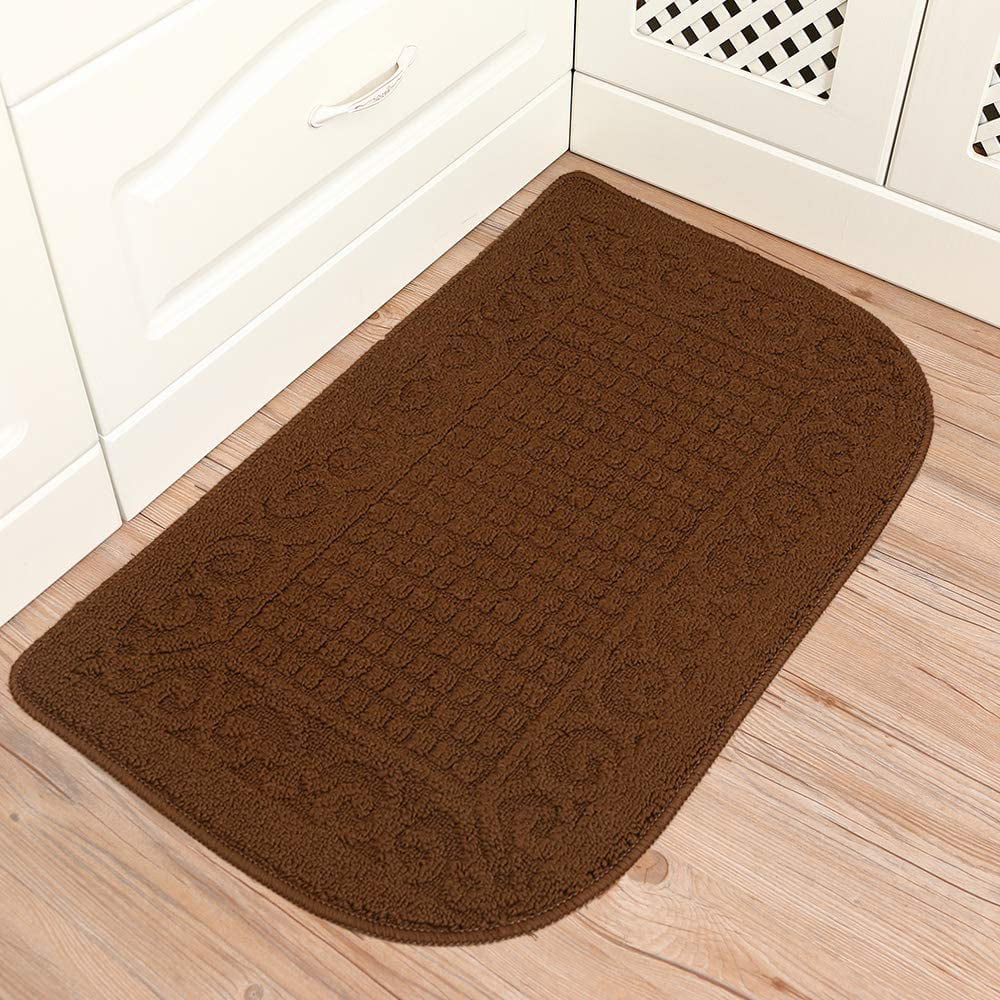 Brown 1 pc 27X18 Inch Anti Fatigue Kitchen Rug Mats are Made of 100% Polypropylene Half Round Rug Cushion Specialized in Anti Slippery and Machine Washable