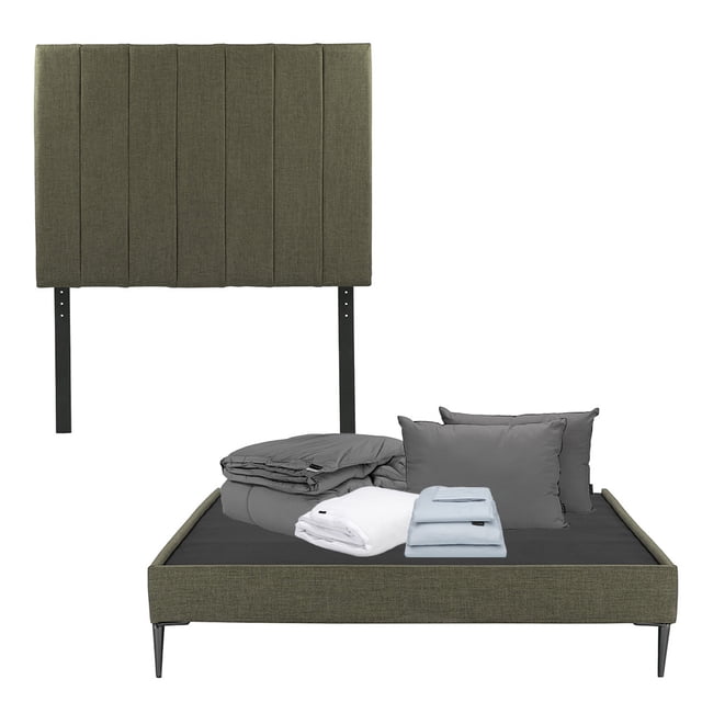 Cabecera Matrimonial Argos + Base Slim Verde + Almohada 2Pack + Protector Cloud + Sabanas Softy + Edredon Homy