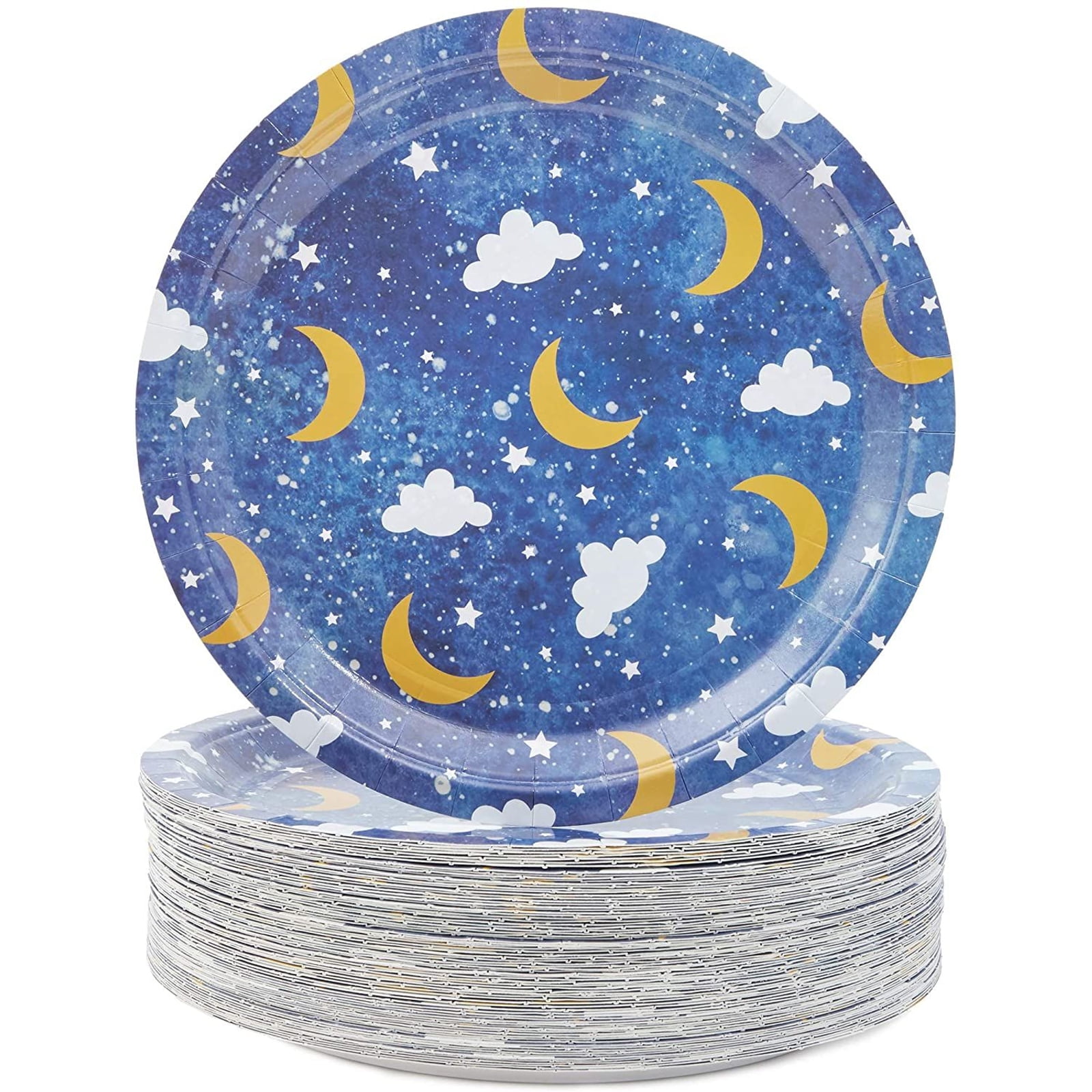 80 Pack Twinkle Little Star Sky Paper Plates 9 inch Disposable for