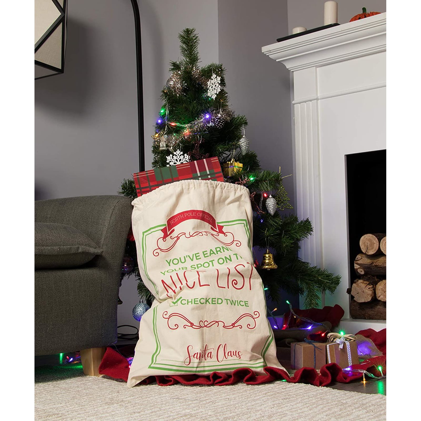 30x20 inch Santa bag Holiday Christmas decor Santa Claus Burlap Santa sack 