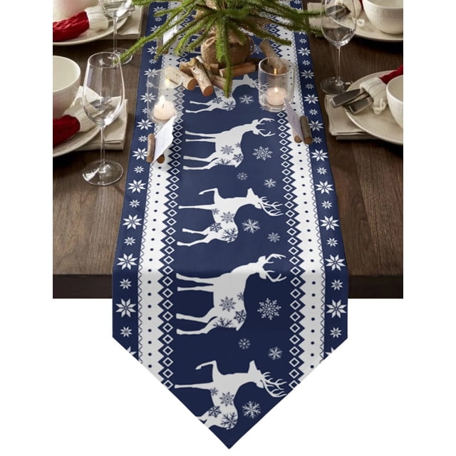Christmas Snowflake Elk Table Runner Christmas Dinner Party Table Runners Wedding Table Decorations Tablecloth