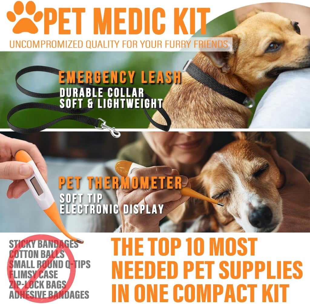 Pet Medic First Aid Kit | 95-Piece Vet-Approved Supplies for Dogs, Cats & Animals | Compact Travel Bag for Home, Car & Outdoor Adventures