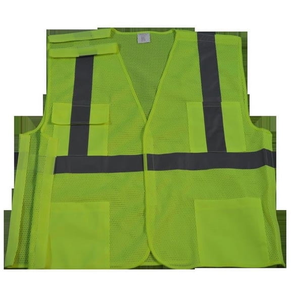 LVM2-5PB-L-XL Safety Vest Ansi Class Ii Lime Mesh 5-Point Break Away, Large & Extra Large