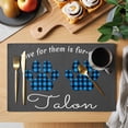thumbnail image 2 of Cats Pawprints Placemats Set of 4, Blue Black Buffalo Plaid Pets Paw Grey Placemats for Dining Table, Place Mats for Kitchen Tabletop, Waterproof Wipeable Dining Table Mats Set, 2 of 9
