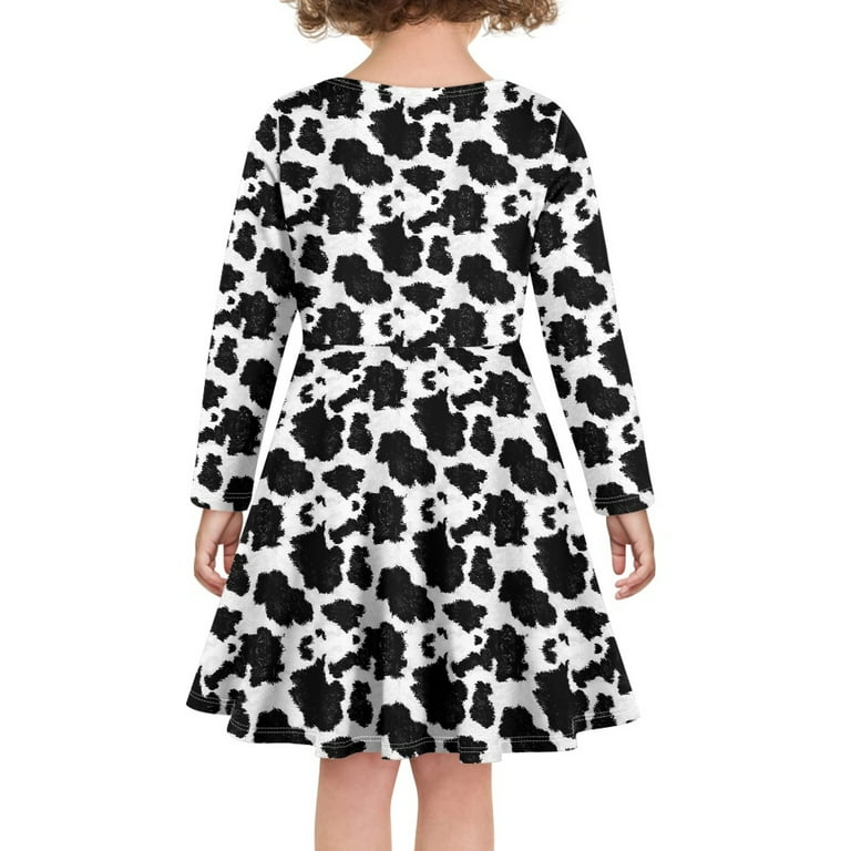 cow print skater dress Yuyamidu Highland Cow Sleeveless Sundress Cow Print Knee Length Skater Dresses for Kids Girl 5-6 Years Old Sunflower A Line Midi Sundress Lovely Crewneck Swing Dress