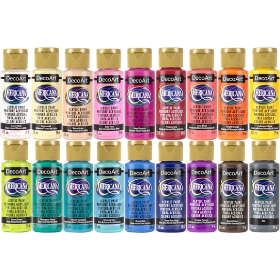 DecoArt Americana Acrylic Sampler Set Popular Picks, 18 colors, 2 fl oz Bottles