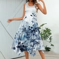 thumbnail image 2 of YDKZYMD Summer Casual Dresses for Women Floral Flowers Wedding Maxi Beach Boho Tank Dresses Hem Sundress Petite Sleeveless Midi Dress with Pockets Blue XXL, 2 of 5