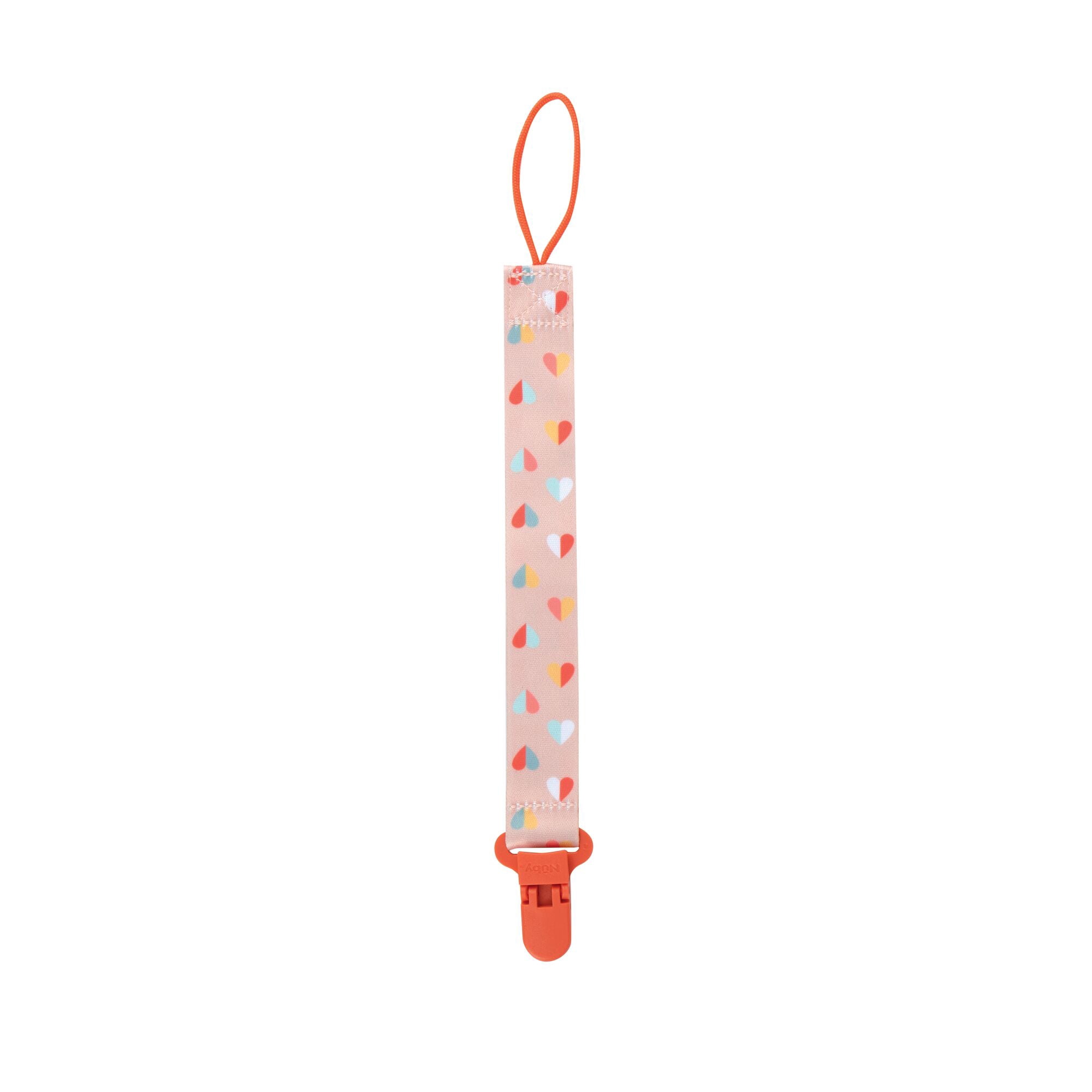 Nuby 2pk Cloth Pacifinder Clip, Peach with Stripes & Peach with Hearts