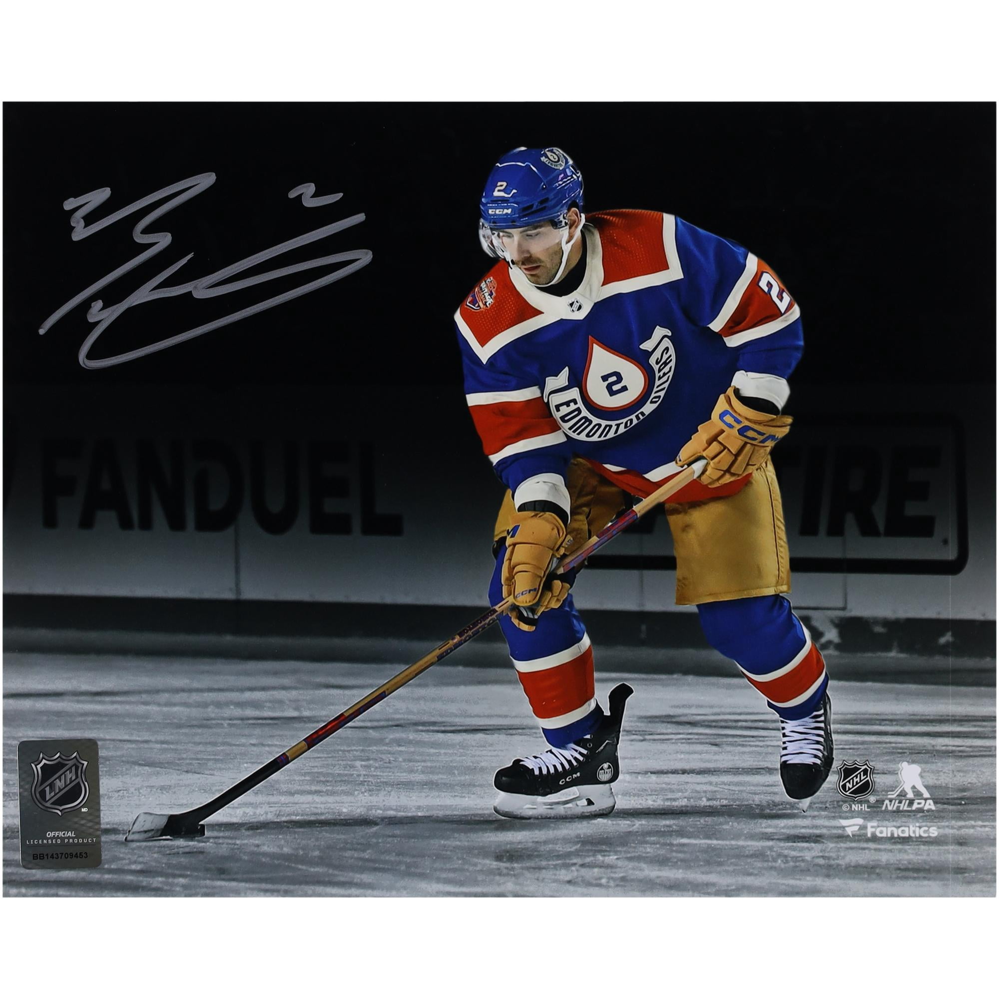 Evan Bouchard Edmonton Oilers Autographed 8" x 10" 2023 Heritage Classic with Puck Photograph - Fanatics Authentic Certified