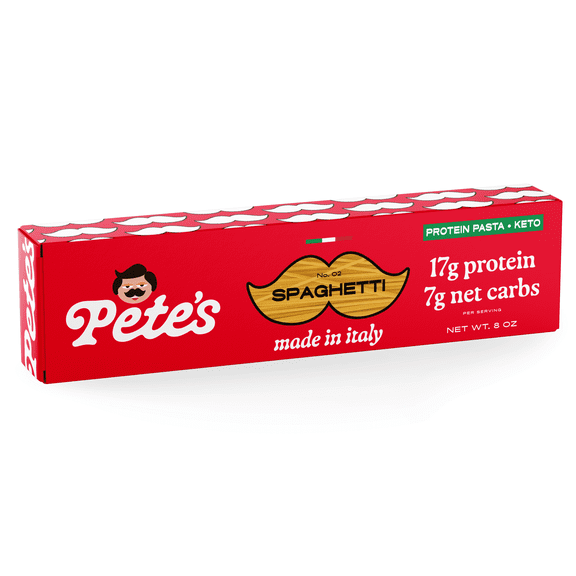 Pete's Pasta Spaghetti - 7g Low Carb, 17g High Protein - Authentic Italian Keto Wheat Pasta - 1 Pack, 8oz.