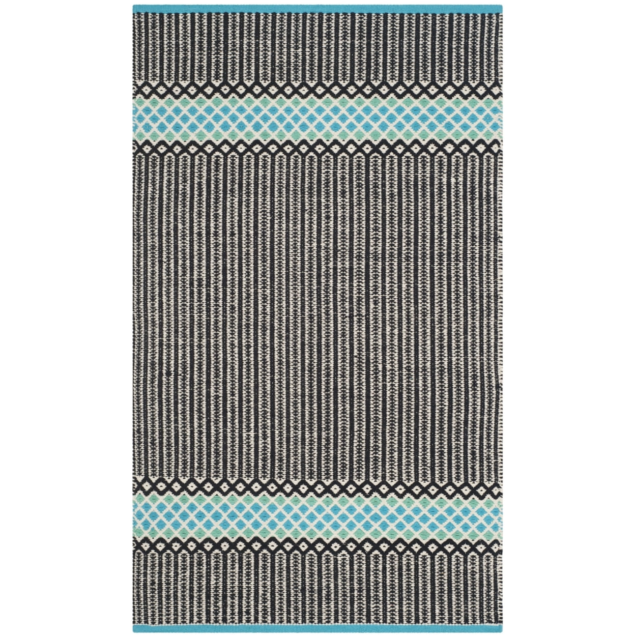 SAFAVIEH Montauk Varina Geometric Striped Cotton Area Rug, Turquoise/Multi, 8' x 10'