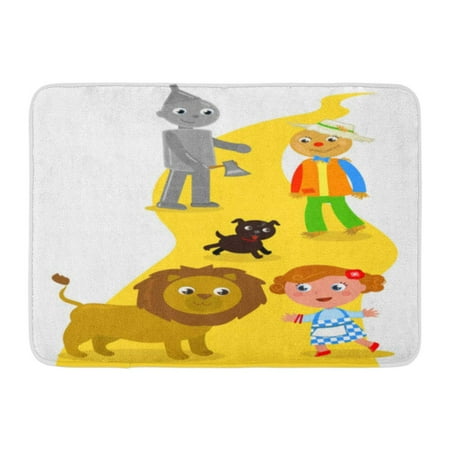 Tin Man Lion - GODPOK Characters Yellow Brick The Wizard of Oz Dorothy with Her Dog Scarecrow and Tin Man Meets Lion Road Child Rug Doormat Bath Mat 23.6x15.7 inch