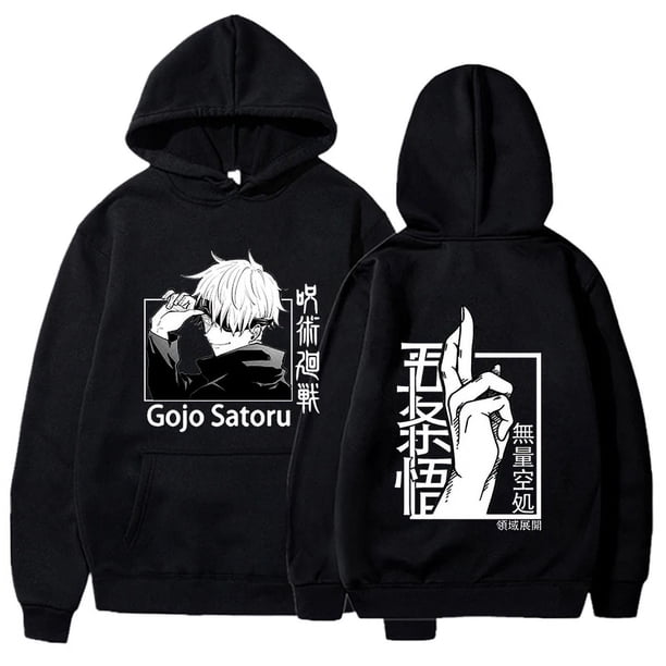 Nuevas sudaderas con capucha de moda divertidas Satoru Gojo sudadera con capucha estampada Harajuku sudaderas mujeres hombres Anime ropa de manga larga