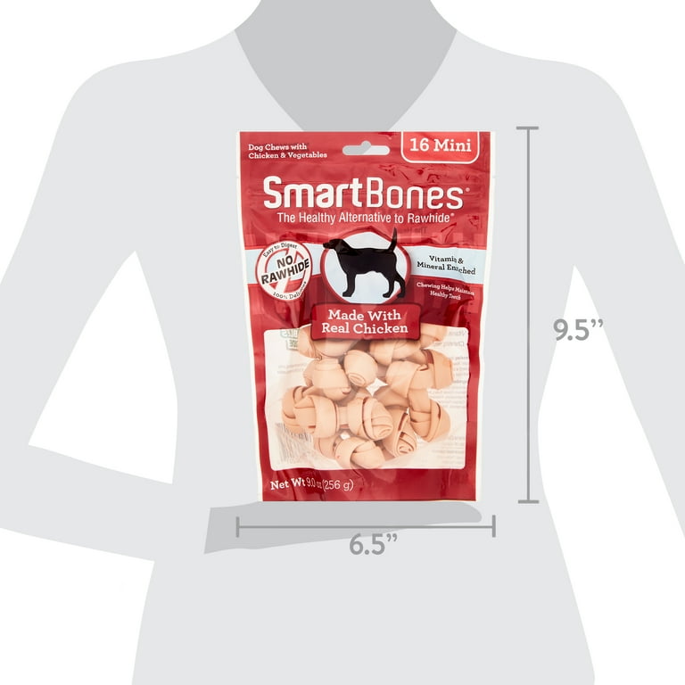 SmartBones Chicken Mini Bones for Dogs, Bone-Shaped Treats, 16