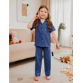 thumbnail image 3 of Arshiner Pajamas for Girls Short Sleeve Long Pants Outfit 2 Piece Sleepwear Button Pjs Sets, 3 of 4