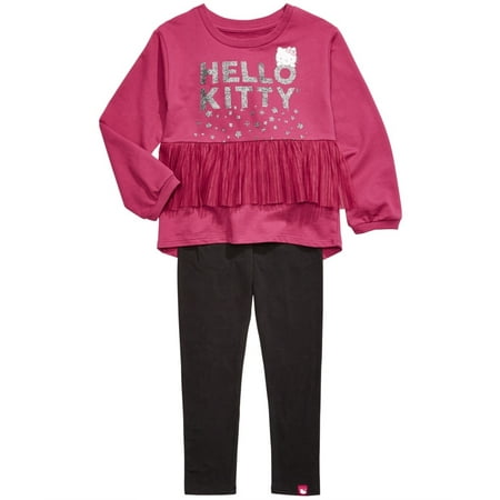 Hello Kitty Toddler Girl's 2-Pc. Pleated Mesh Top & Leggings Set Purple Size 2T