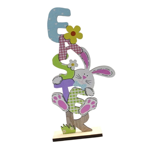 Easter Spring Wooden Ornament Figurine Printed Easter Decor Table Sign Centerpiece Statue Party Favors Supplies Art for Holiday Vertical easter