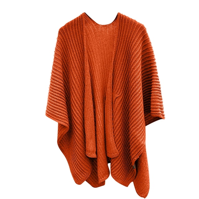 DPTALR Womens Large Front Sweater Knitting Design Hollow Out Feel Wrap Topper Knitted Elegant Shawls Cape For Fall Winter