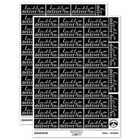 Kindly Deliver To Leaf Detail Letter Mail Sticker Set - Black - Matte Finish - 1.5 Small
